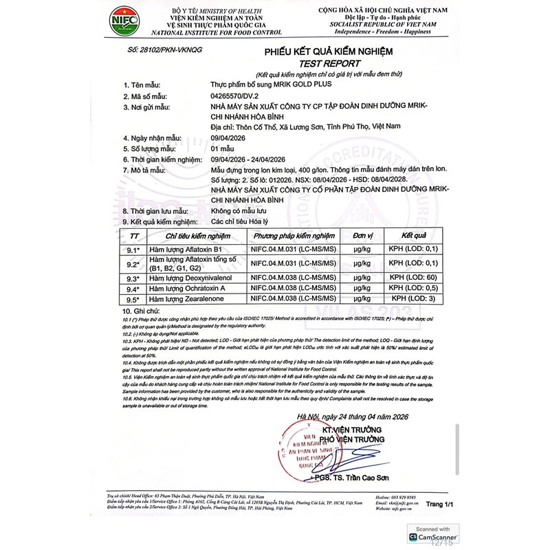 TPBS MRIK GOLD PLUS HỘP 900 GRAM