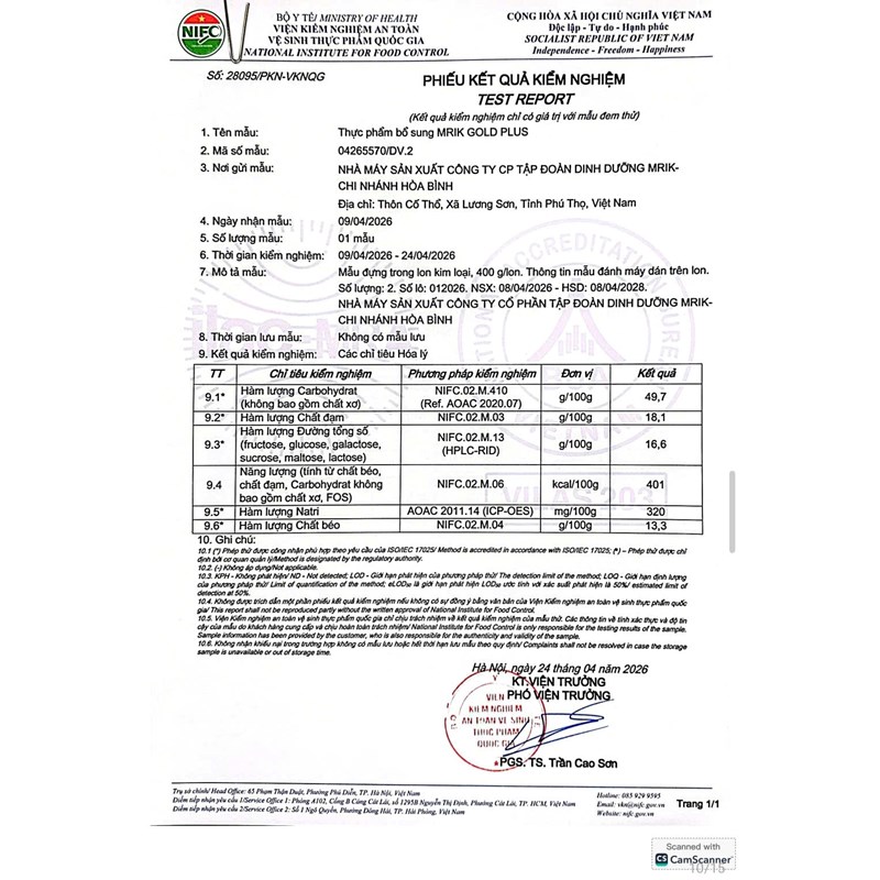 TPBS MRIK GOLD PLUS HỘP 900 GRAM